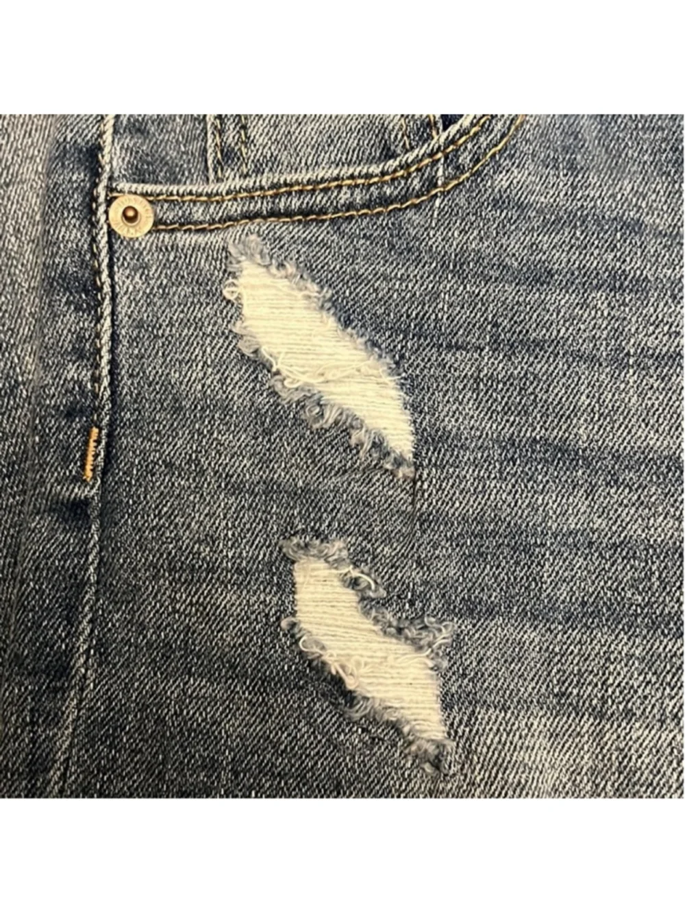 Justice Girls Jeans Size 7 High Rise Straight Leg Blue Distressed Frayed Hem